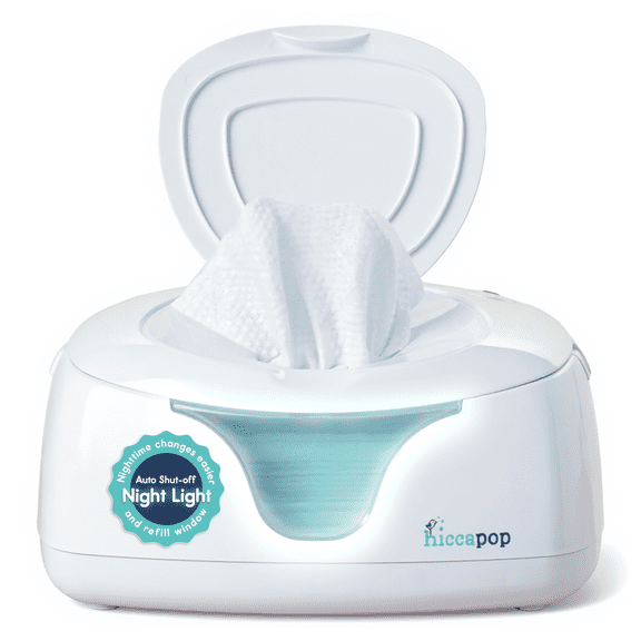 Hiccapop Baby Wipe Warmer and Wet Wipes Dispenser with Changing Light, White
