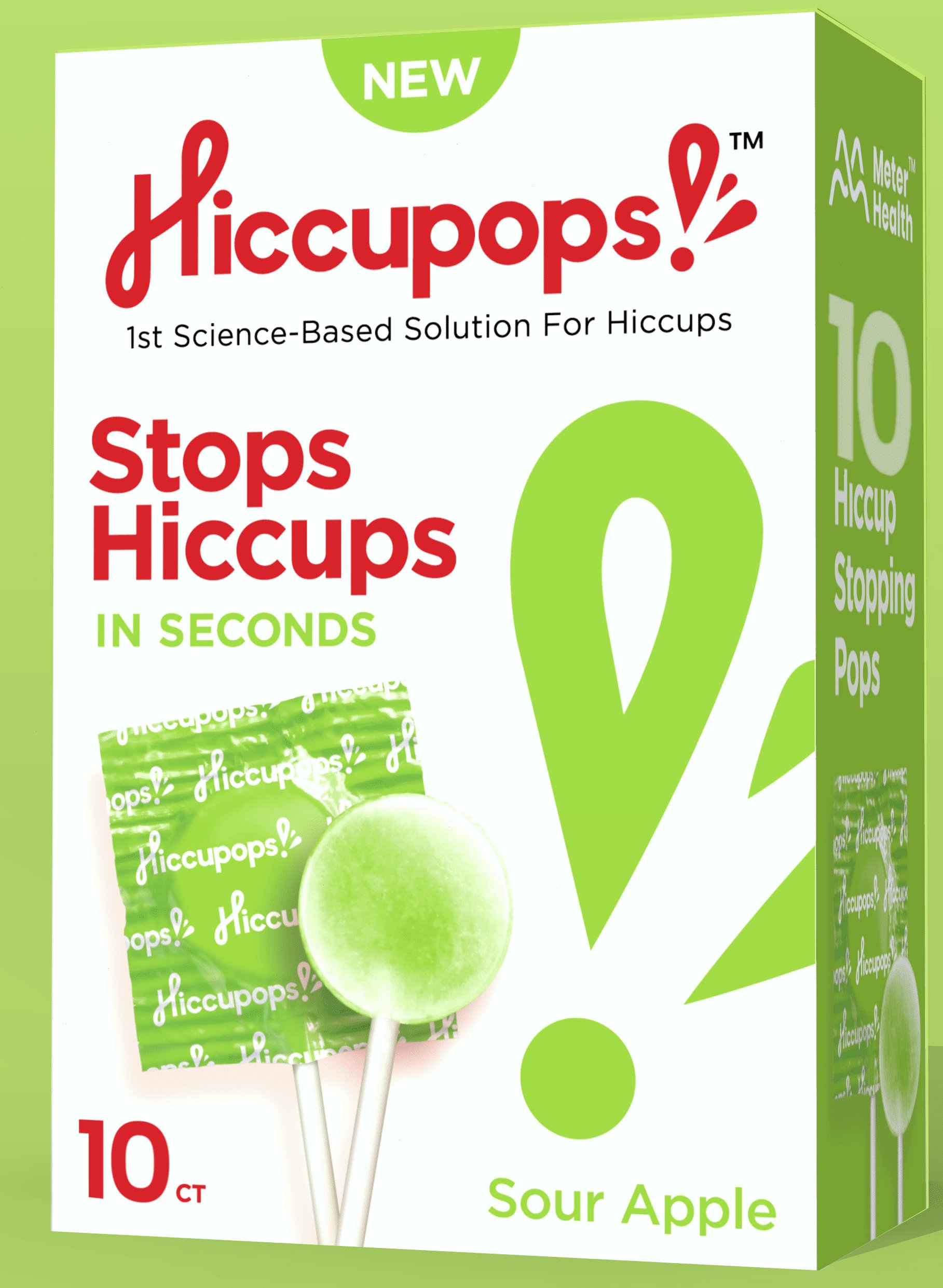 Hiccupops Lollipops that Stop Hiccups Sour Apple 10Ct