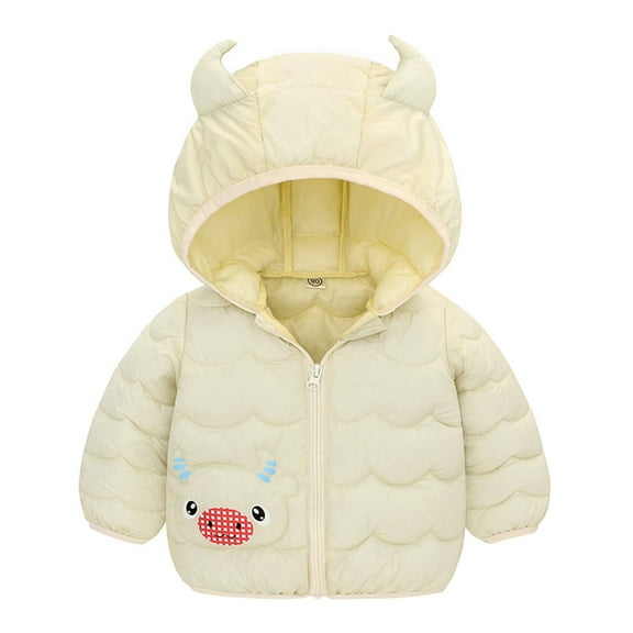 Hicidod Baby Boy Girl Winter Coats Hooded Long Sleeve Zipper Puffer Jackets Lightweight Thicken Warm Cute Calf down coat
