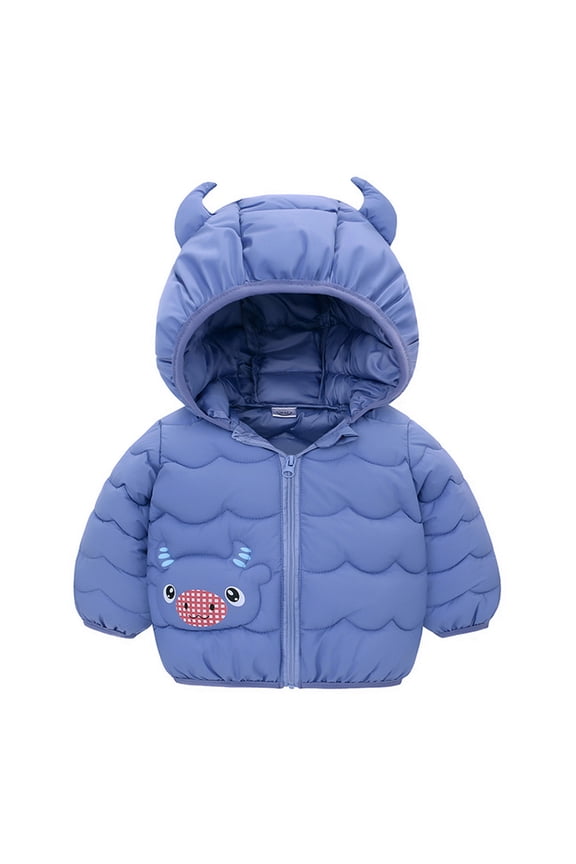 Baby Boy Girl Winter Coats Hooded Long Sleeve Zipper Puffer Jackets Lightweight Thicken Warm Cute Calf down coat