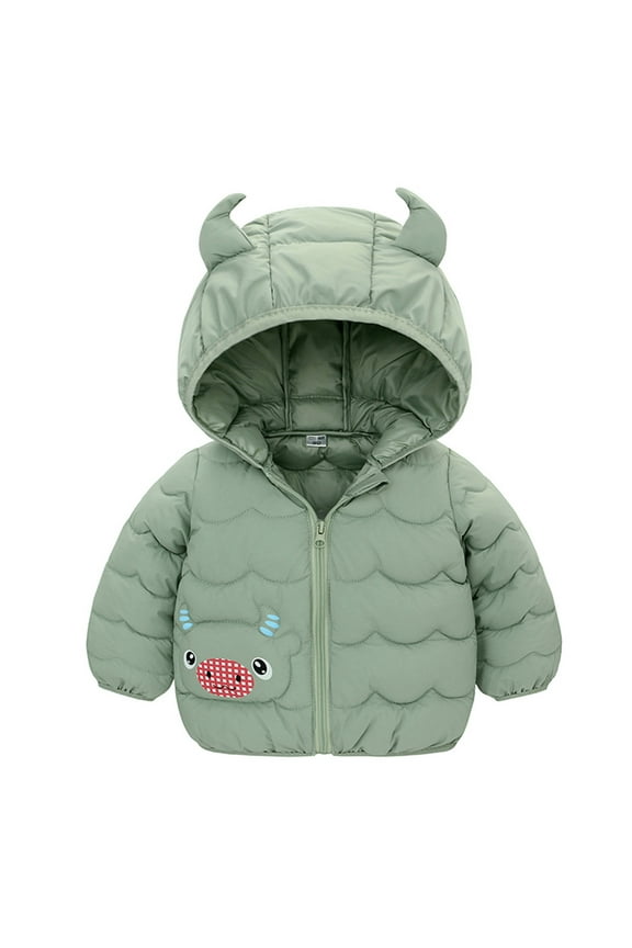 Baby Boy Girl Winter Coats Hooded Long Sleeve Zipper Puffer Jackets Lightweight Thicken Warm Cute Calf down coat