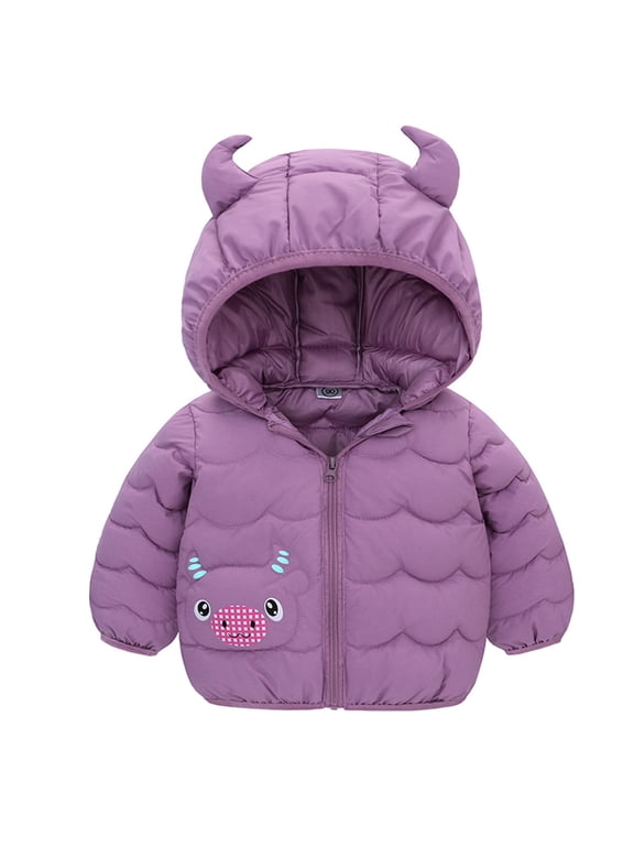 Baby Boy Girl Winter Coats Hooded Long Sleeves Zipper Puffer Jackets Lightweight Thicken Warm Cute Calf down coat