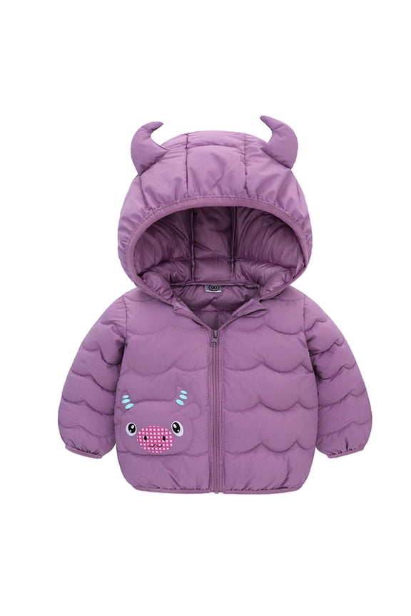 Baby Boy Girl Winter Coats Hooded Long Sleeves Zipper Puffer Jackets Lightweight Thicken Warm Cute Calf down coat