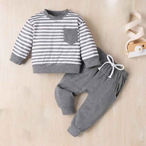 Hicidod Baby Boys Girls Fall Clothes Outfit Long Sleeve Crew Neck Sweatshirt And Jogger Pants Set Casul Cute Printed Toddler Sweatsuit