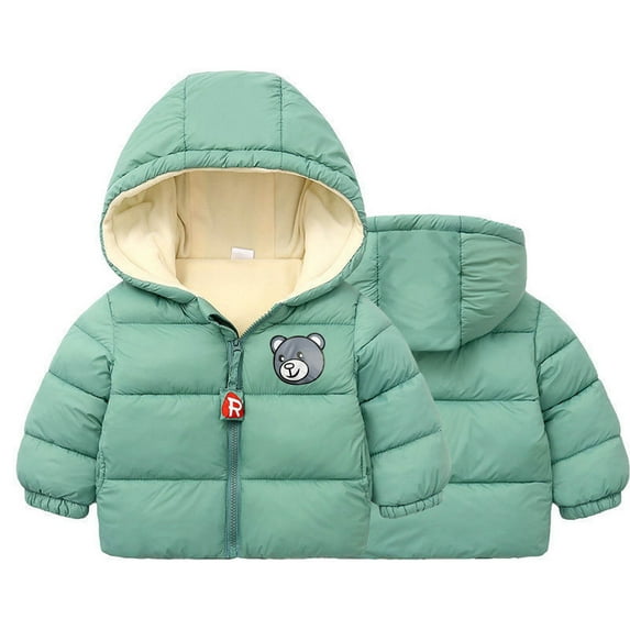 Hicidod Baby Winter Coat Hooded Long Sleeve Zipper Puffer Jackets Fashion Solid Color Lined Fleece Padded Warm Outerwear