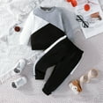thumbnail image 1 of Hicidod Baby Boys' Outfit Set Fashion Colorblock Casual Sweatsuit Crew Neck Long Sleeve Sweatshirt And Sweatpant 2 Piece, 1 of 7