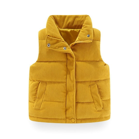 Hicidod Baby Corduroy Vest Solid Color Windproof Winter Warm Jackets Zip Up Sleeveless Button Stand Collar Waistcoat Deals of the Week