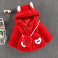 thumbnail image 1 of Hicidod Baby Fleece Jacket Girls Winter Coat Faux Fur Fleece Coats Bunny Ear Hooded Coat With Bag Thick Zipper Outerwear, 1 of 4