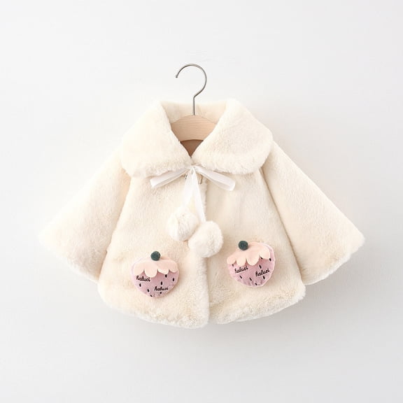 Hicidod Baby Fleece Jacket Girls Winter Faux Fur Coat Fuzzy Cute Warm Cape Jacket Cloak Overcoat Thick Outwear Furry Jackets