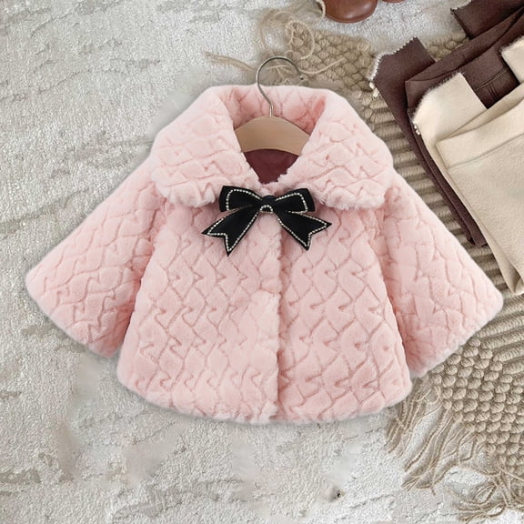 Hicidod Baby Fleece Jacket Girls Winter Faux Fur Coat Fuzzy Cute Warm Coat Thick Furry Comfortable Outerwear