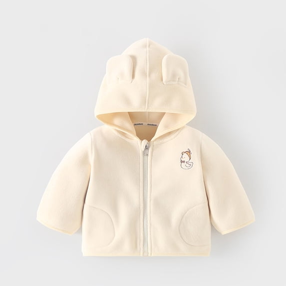Hicidod Baby Fleece Jackets Cute Bear Ear Hooded Warm Kids Coats Fashion Jacket Fall Winter Zip Up Thick Toddler Jacket