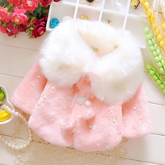 Hicidod Baby Girl Fleece Jackets Winter Faux Fur Fuzzy Cute Warm Coats Thick Outwear Furry Toddler Jackets