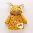 thumbnail image 1 of Hicidod Baby Jackets Cute Bunny Ears Hooded Winter Warm Coats Lightweight Floral Printed Thicken Lined Fleece Cotton Jacket+Bag, 1 of 7