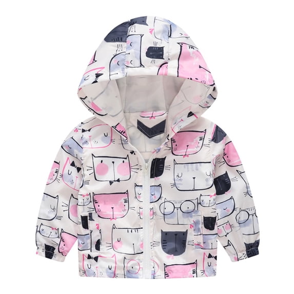 Hicidod Baby Jackets Hooded Long Sleeve Zip Up Windproof Thin Coats Cute Cartoon Print Casual Fall Spring Windbreaker