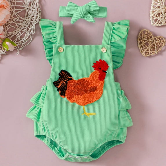 Hicidod Baby Onesie For Girls Ruffle Solid Color Romper Dress Short Sleeve Floral Bodysuit Jumpsuit Summer Outfit With Headband