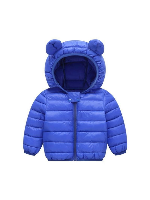 Baby Puffer Jackets Cute Bear Ears Hooded Long Sleeve Light Winter Coats Fashion Solid Color Warm Down Jacket Outwear