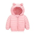 thumbnail image 1 of Hicidod Baby Puffer Jackets Cute Bear Ears Hooded Long Sleeve Light Winter Coats Fashion Solid Color Warm Down Jacket Outwear, 1 of 3
