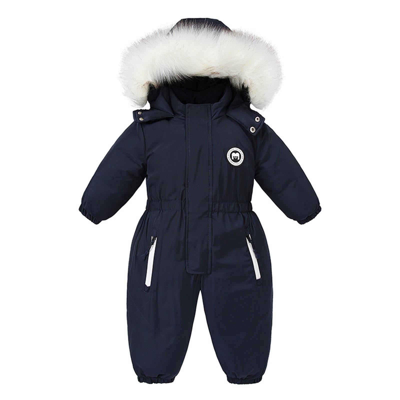 Hicidod Baby Puffer Snowsuit Onesie Thicken Warm Winter Ski Suits Windproof Waterproof Hooded Jumpsuit for Toddler Boys Girls