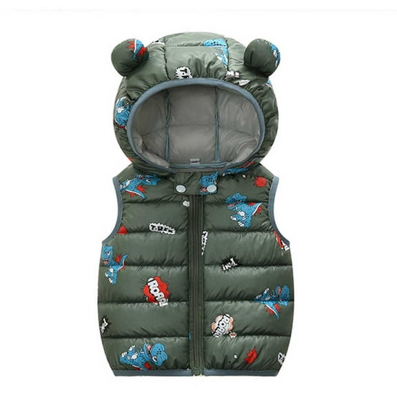 Hicidod Baby Puffer Vest Cute Bear Ears Hooded Toddler Down Coat Winter Lightweight Sleeveless Zipper Up Warm Puffy Jacket