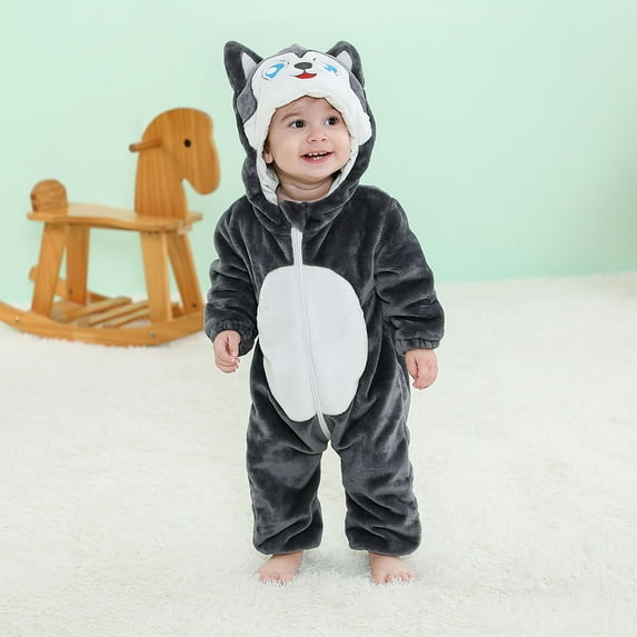 Hicidod Baby Rompers Girl Unisex-Baby Hooded Cute Animal Bodysuit Fleece Thicken Comfortable Warm One Piece Infant Jumpsuit
