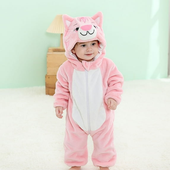 Hicidod Baby Romper Hooded Long Sleeve Flannel Newborn onesie Gender Neutral Cute Kids Animal Cosplay Jumpsuit Pajamas