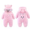 thumbnail image 1 of Hicidod Baby Rompers Long Sleeve Fleece Hooded Winter Onesie Outerwear Jumpsuit Snowsuit Bear Ear Print Button Bodysuit Outfit, 1 of 3