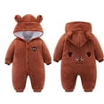 thumbnail image 1 of Hicidod Baby Rompers Long Sleeve Fleece Hooded Winter Onesie Outerwear Jumpsuit Snowsuit Bear Ear Print Button Bodysuit Outfit, 1 of 3
