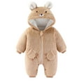 thumbnail image 1 of Hicidod Baby Snowsuit Cute Cartoon Bear Ears Hooded Toddler Rompers Winter Hooded Zipper Fleece Thicken Warm Jumpsuit, 1 of 3