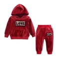 thumbnail image 1 of Hicidod Baby Sweatsuit Set Letter Printed Velvet Toddler Tracksuit Two Piece Outfits Long Sleeve Pullover Hoodie Sweatpants Sets, 1 of 7