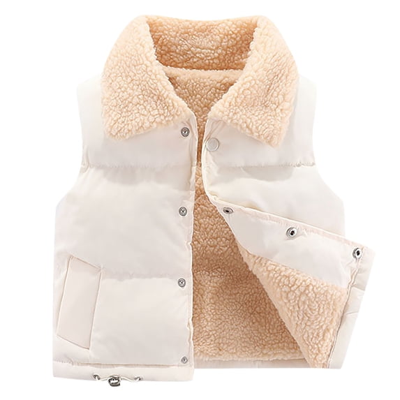 Hicidod Baby Vest Sleeveless Solid Winter Fleece Lined Button Vest Coat Thicken Warm Lightweight Solid Color Unisex Jacket Sales Today