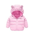 thumbnail image 1 of Hicidod Baby Winter Down Coats Cute Bear Ears Hooded Long Sleeve Puffer Jackets Light Solid Color Padded Infant Warm Outerwear, 1 of 5
