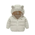thumbnail image 1 of Hicidod Baby Winter Down Coats Cute Bear Ears Hooded Long Sleeve Puffer Jackets Light Solid Color Padded Infant Warm Outerwear, 1 of 5