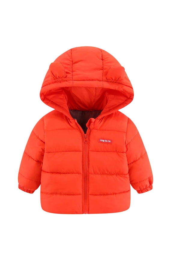 Baby Winter Down Coats Cute Bear Ears Hooded Long Sleeve Puffer Jackets Light Solid Color Padded Infant Warm Outerwear