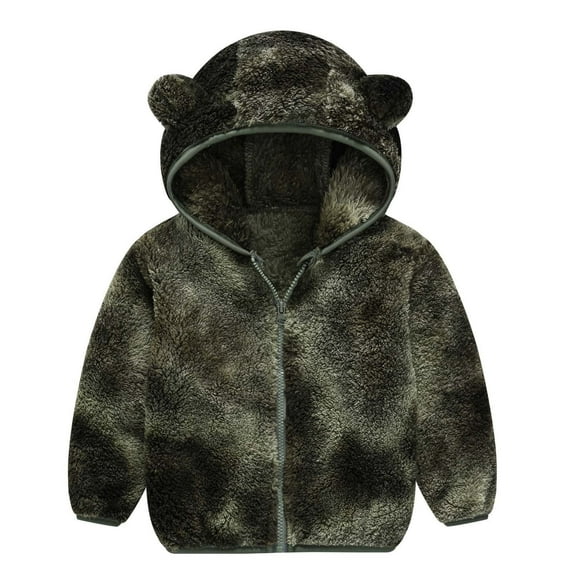 Hicidod Baby Winter Jacket Fleece Hooded Long Sleeve Zipper Warm Coats Fashion Solid Color Thicked Jackets Snow Outwear