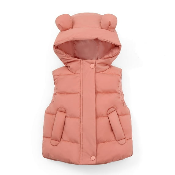 Hicidod Baby Winter Jackets Cute Bear Ears Warm Coats Lightweight Fashion Solid Color Windproof Thicked Vest Outerwear