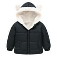 thumbnail image 1 of Hicidod Baby Winter Jackets Fleece Lined Cute Bear Ears Hooded Toddler Warm Coat Zipper Thicken Cotton Solid Light Outwear, 1 of 6
