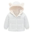 thumbnail image 1 of Hicidod Baby Winter Jackets Fleece Lined Cute Bear Ears Hooded Toddler Warm Coat Zipper Thicken Cotton Solid Light Outwear, 1 of 6