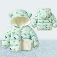 thumbnail image 1 of Hicidod Baby Winter Jackets Thicken bear Hooded Zipper Warm Toddler Down Coats Fleece Lined Cute Print Jacket for Girls Boys Clearance, 1 of 7
