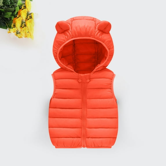 Hicidod Baby Winter Vest Fashion Solid Color Sleeveless Hooded Down Jackets Thicken Warm Todddler Puffer Coats