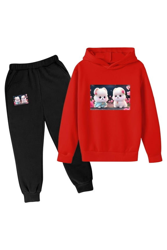Boy's Tracksuit Casual Pullover Hoodies Jogging Pants Set 2 Pieces Cute Cartoon Printed Sweatsuit for Kids Boys Girls