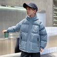 thumbnail image 1 of Hicidod Boys Girls Winter Jackets Hooded Long Sleeve Zipper Warm Down Coats Solid Color Thicken Waterproof Fashion Outerwear, 1 of 6