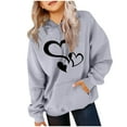 thumbnail image 1 of Hicidod Casual Hoodies for Girls Cute Heart Printed Oversized Long Sleeve Hooded Sweatshirt Teen Girls Pullover Tops with Pockets, 1 of 4