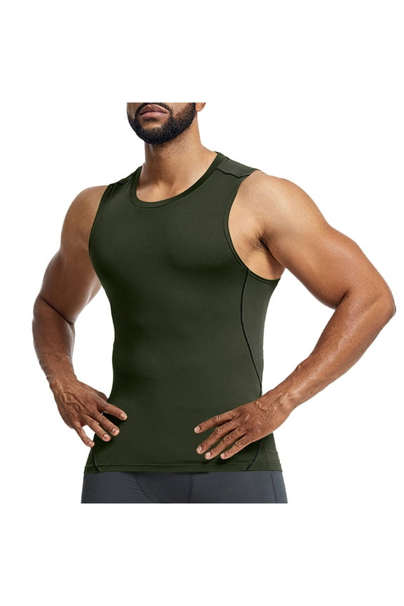 Compression Tank Top Men Big And Tall Shapewear Slimming Body Shaper Vest Solid Quick Dry Workout Tee Tops Undershirts