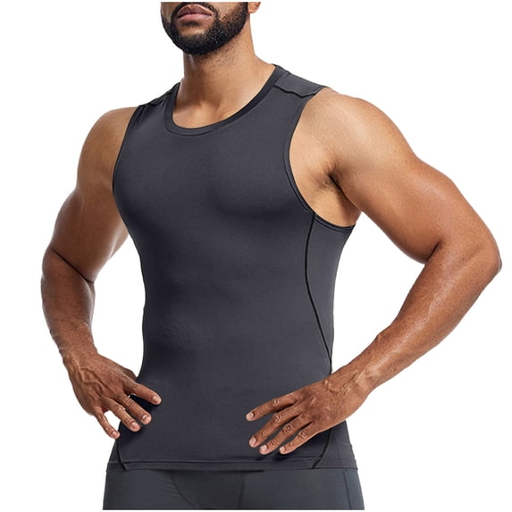 Hicidod Compression Tank Top Men Big And Tall Shapewear Slimming Body Shaper Vest Solid Quick Dry Workout Tee Tops Undershirts