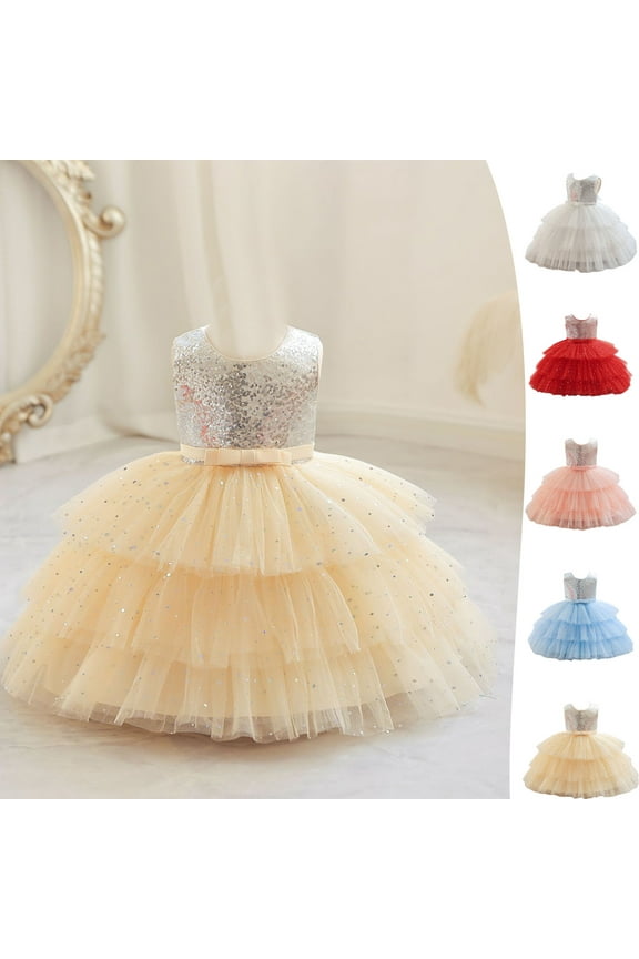 Fancy Dresses for Girls Lace Bridesmaid Dress Kids Princess Wedding Prom Pageant Birthday Party Tutu Tulle Dresses