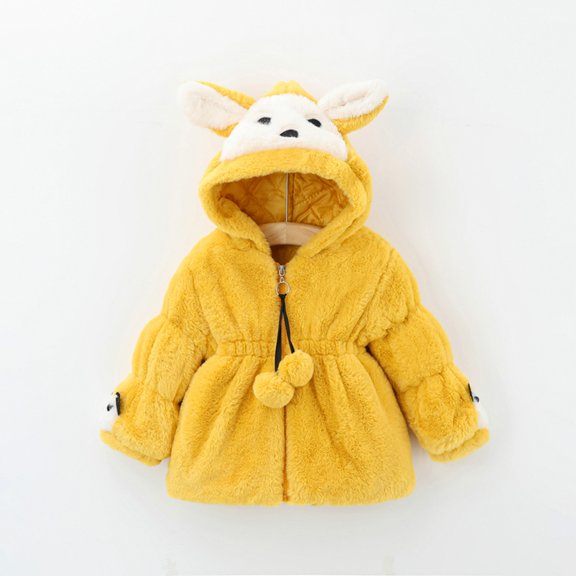 Hicidod Fleece Jacket Girls Autumn Winter Cute Hooded Furry Faux Fur Coat Warm Fashion Windproof Snowsuit Outwear