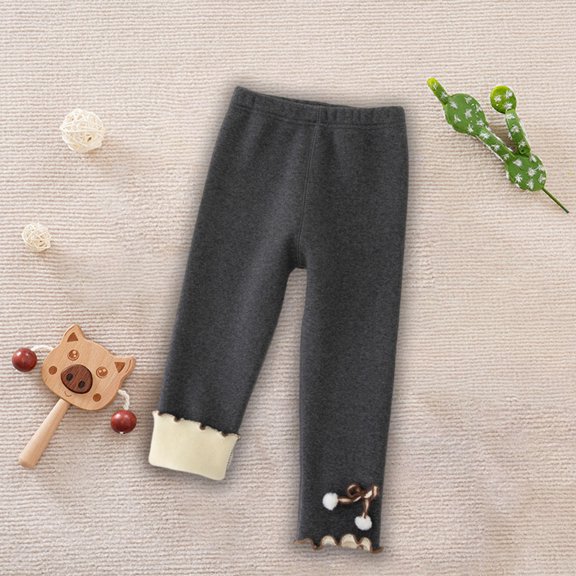 Hicidod Fleece Lined Leggings Girls Ankle Length Solid Casual Soft Tights Pants Winter Warm Thick Thermal Toddler Leggings