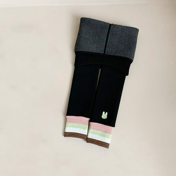 Hicidod Fleece Lined Leggings Girls Soft Cotton Thick Warm Kids Pants Solid Ankle Length Fall Winter Casual Long Thermal Tights