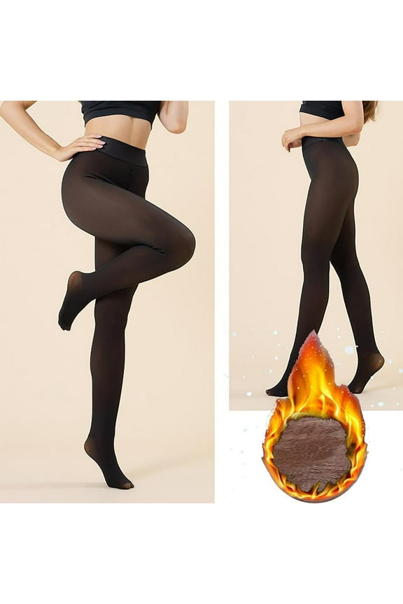 Fleece Lined Tights Women Fake Translucent Warm Pantyhose Sheer Thicken Winter Leggings Tights