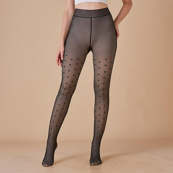 Hicidod Fleece Lined Tights Women Fake Translucent Warm Pantyhose Sheer Thicken Winter Leggings Tights